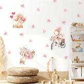 Sacinora pink bunny wall sticker for nursery decor with removable vinyl finish