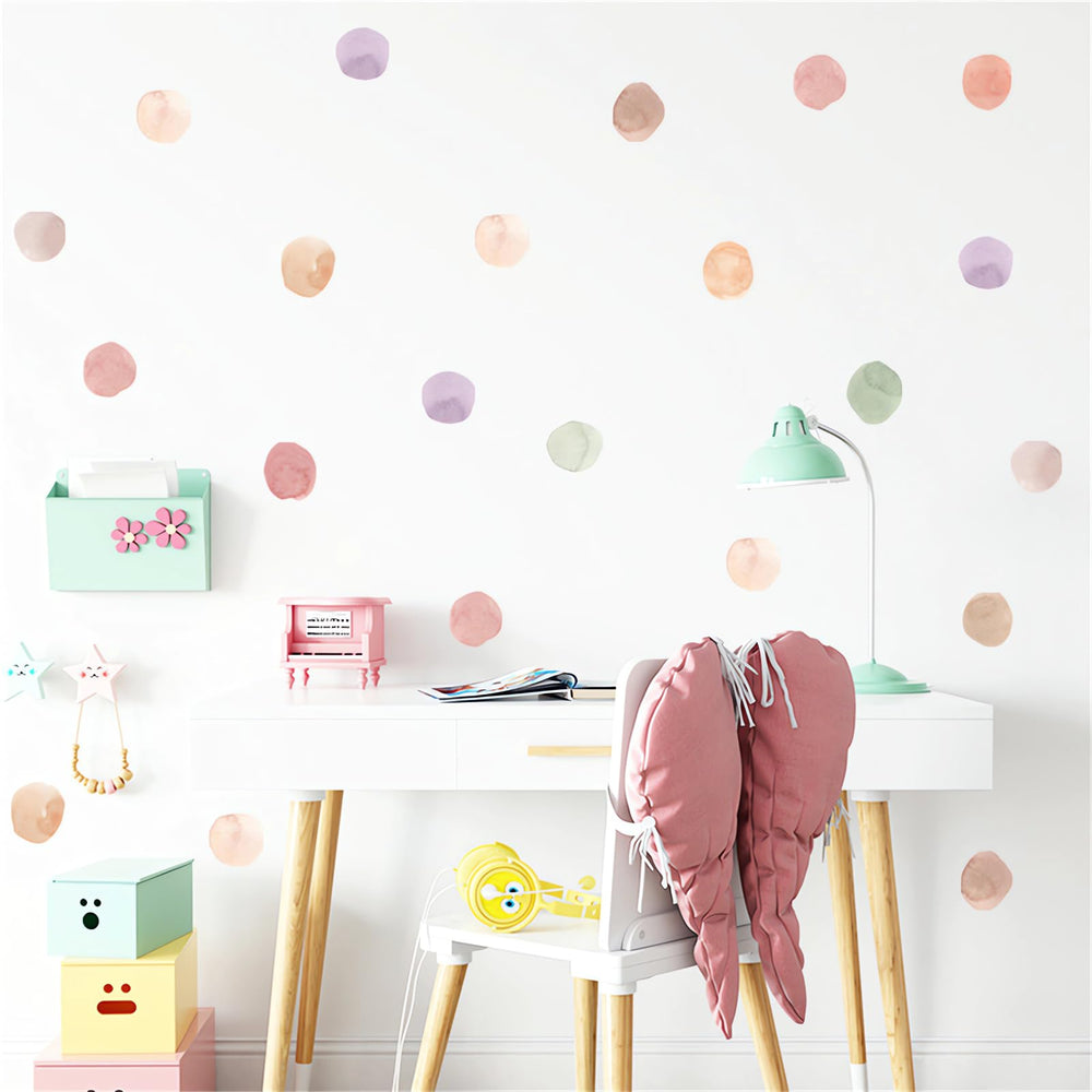 Sacinora watercolor polka dot pack shows vibrant dots ideal for nursery decor.