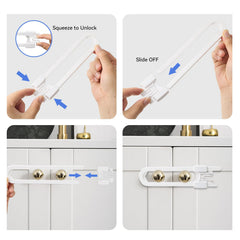 Safeasy dual-button childproof locks require adult pressure to open.