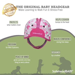 SafeheadBABY extendable-fit helmet adapts as baby grows from 7 to 24 months.