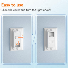 Safelon baby-proof switch guard in-use on wall switch to prevent accidental operation