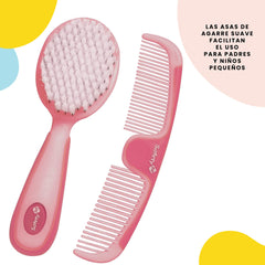 Safety 1st Easy Grip Comb Raspberry detangling teeth for thinning to thick hair.