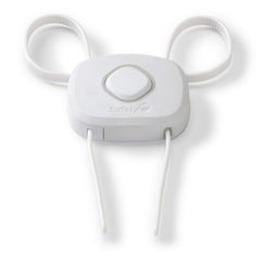 Safety 1st OutSmart Flex Lock on cabinet knob shows easy installation without drilling.