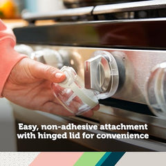 Safety 1st hinged-lid stove knob covers offer easy adult access while keeping curious kids out.