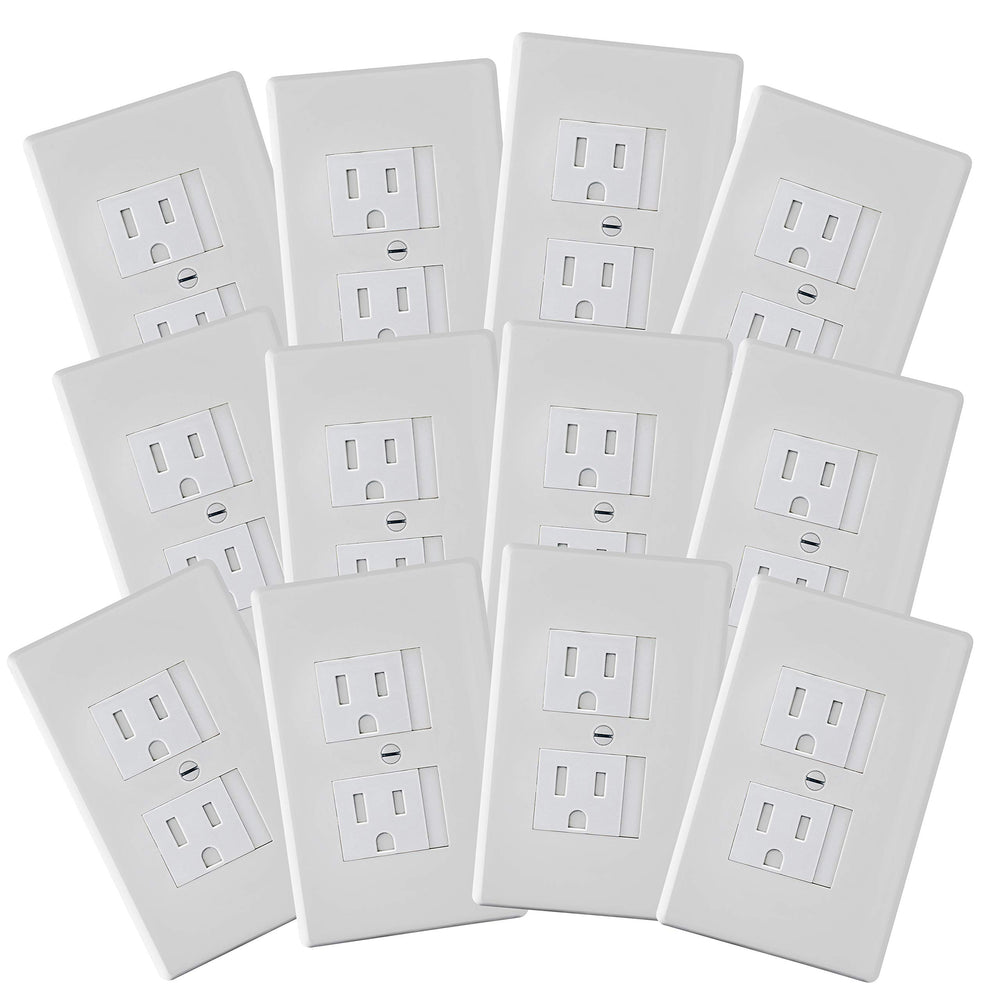 Safety Innovations self-closing outlet cover installed on wall outlet for child safety.