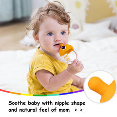 Saffron teething toy clownfish with pacifier clip supports on-the-go soothing