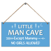 Sahjzk Little Man Cave sign front view shows natural wood texture for wall decor.