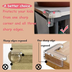 saicheek transparent corner protector on a wood table demonstrates discreet safety.