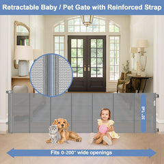 Sair pet 200-inch extra-wide gate fully extended across doorway