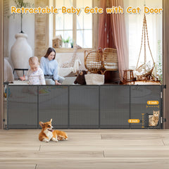 Sair pet extra-wide gate side-mount with cat door enables pets to pass