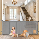 Sair Pet reinforced 90-inch gate side view shows wide opening containment for pets