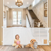 Sair pet reinforced 90-inch gate with cat door keeps pets contained.