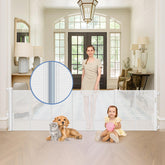 Sair Pet reinforced 90-inch wide gate front view for safe doorway barrier and smooth retractability