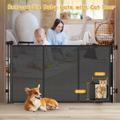 Sair pet reinforced gate with cat door open enables easy cat in-and-out access