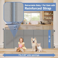 Sair pet reinforced retractable gate rolled up neatly for storage
