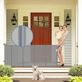 Sair pet reinforced retractable gate top view shows sturdy mesh for safe pets