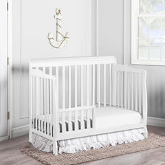 Salcod Toddler Crib Guardrail in-use-toddler-bed demonstrates safer bedtime for growing toddlers.