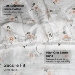 Salt Earth natural cotton muslin sheet delivers soft, gentle touch for sensitive skin.