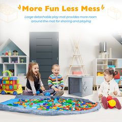 SAM AND MABEL play mat setup image emphasizes large 60x45 inch space for group play.