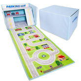Sam and Mabel toy car garage box offering organized storage for kids' playtime and cleanup.