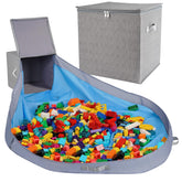 SAM AND MABEL toy storage organizer pebble gray with secure lid and double zippers for tidy play