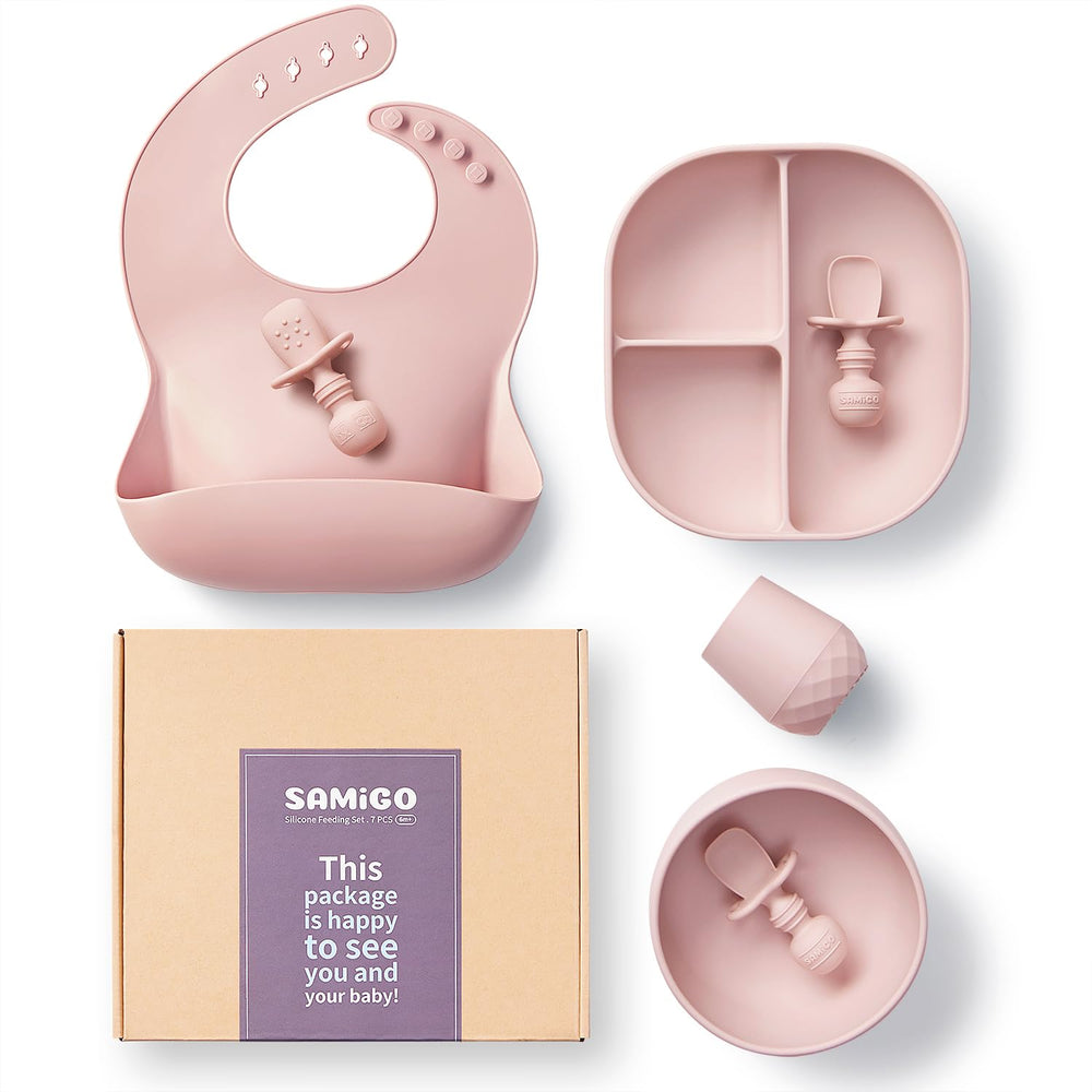 SAMiGO suction plate keeps meals in place for easy self-feeding.