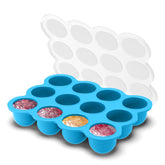 Samuelworld baby food storage tray with clip-on lid blue for organized freezing