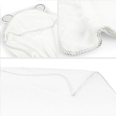 San Francisco Baby hooded towel white drying stage highlights quick-dry performance after bath.