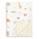 SANDJEST animal baby blanket muslin side close-up showing breathable texture for sensitive skin