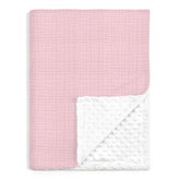 SANDJEST baby blanket pink minky with muslin offers soft comfort on warm days