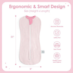 SANDJEST baby swaddle checkered-pattern image helps newborns feel cozy in arms.