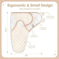 SANDJEST baby swaddle cross pattern calms during routines.