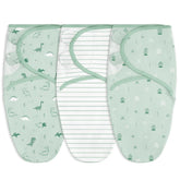 SandJEST baby swaddle dinosaur pattern wearable blanket supports secure sleep.