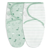 SANDJEST baby-swaddle dinosaur-on-baby shows secure, cozy coverage for newborn sleep.