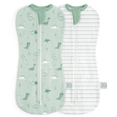 SANDJEST baby swaddle dinosaur pack2 front view for gentle newborn sleep