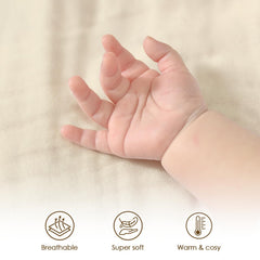 SANDJEST baby blanket beige doubles as swaddle for calm moments
