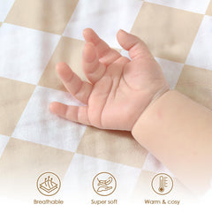 SANDJEST checkered blanket swaddle-friendly design supports calm, secure napping.