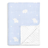 SANDJEST elephant baby blanket muslin side offers breathable comfort for naps.