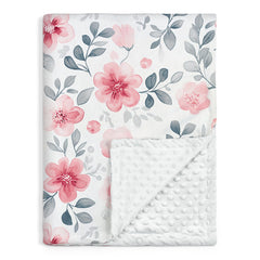 Sandjest Floral Minky Blanket front view shows soft plush fabric for cozy naps.