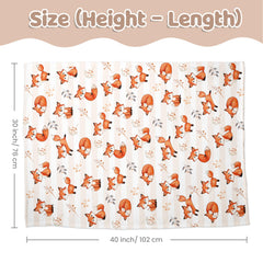 SANDJEST Fox Kid Blanket double-layer closeup shows soft minky and dotted backing