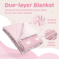 SANDJEST Heart Minky Blanket back dotted design adds tactile interest and visual appeal