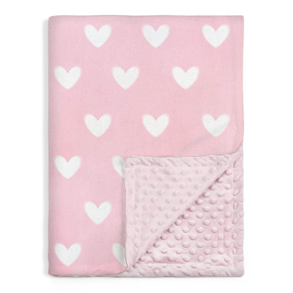 SANDJEST Heart Minky Blanket front view shows soft plush surface for cozy cuddling