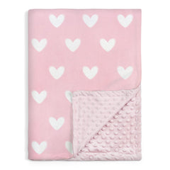 SANDJEST Heart Minky Blanket front view shows soft plush surface for cozy cuddling