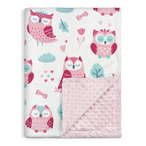 SANDJEST Owl Kid Blanket front view shows soft cozy minky fabric