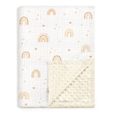 SANDJEST Rainbow Baby Blanket front view showing cheerful rainbow colors for cozy naps