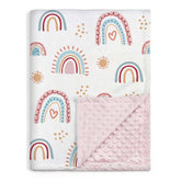 SANDJEST Rainbow Kid Blanket folded for storage with nap-time comfort.