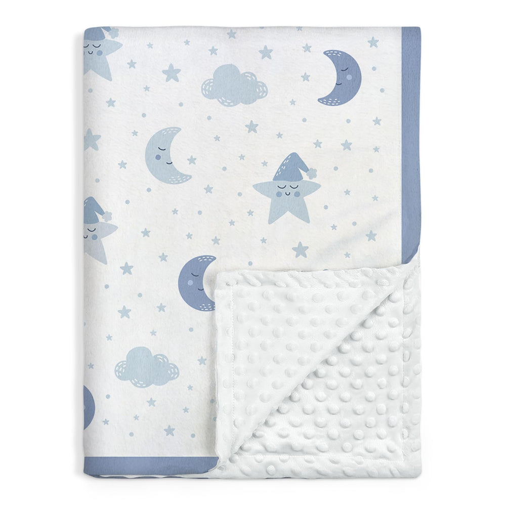 sandjest star baby blanket left-side smooth fabric supports soothing sleep.