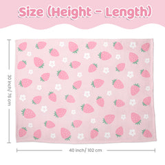 SANDJEST Strawberry Minky Blanket travel — easy care on the go.