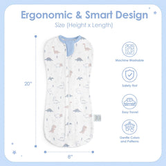 SANDJEST swaddle dinosaur closeup shows soft cotton touch