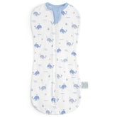 SANDJEST whale sleep sack on a baby for cozy, secure sleep.